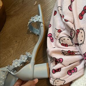 Elegant Floral Heels in Soft Blue